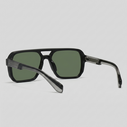 Men's Double-Bridge Aviator Sunglasses | PC Lens | Black Gold Frame | Steven & Levon