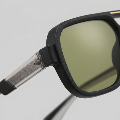 Men's Double-Bridge Aviator Sunglasses | PC Lens | Black Gold Frame | Steven & Levon