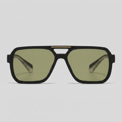 Men's Double-Bridge Aviator Sunglasses | PC Lens | Black Gold Frame | Steven & Levon