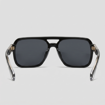Men's Double-Bridge Aviator Sunglasses | PC Lens | Black Gold Frame | Steven & Levon