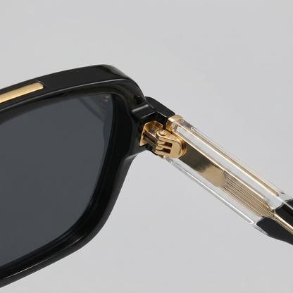 Men's Double-Bridge Aviator Sunglasses | PC Lens | Black Gold Frame | Steven & Levon