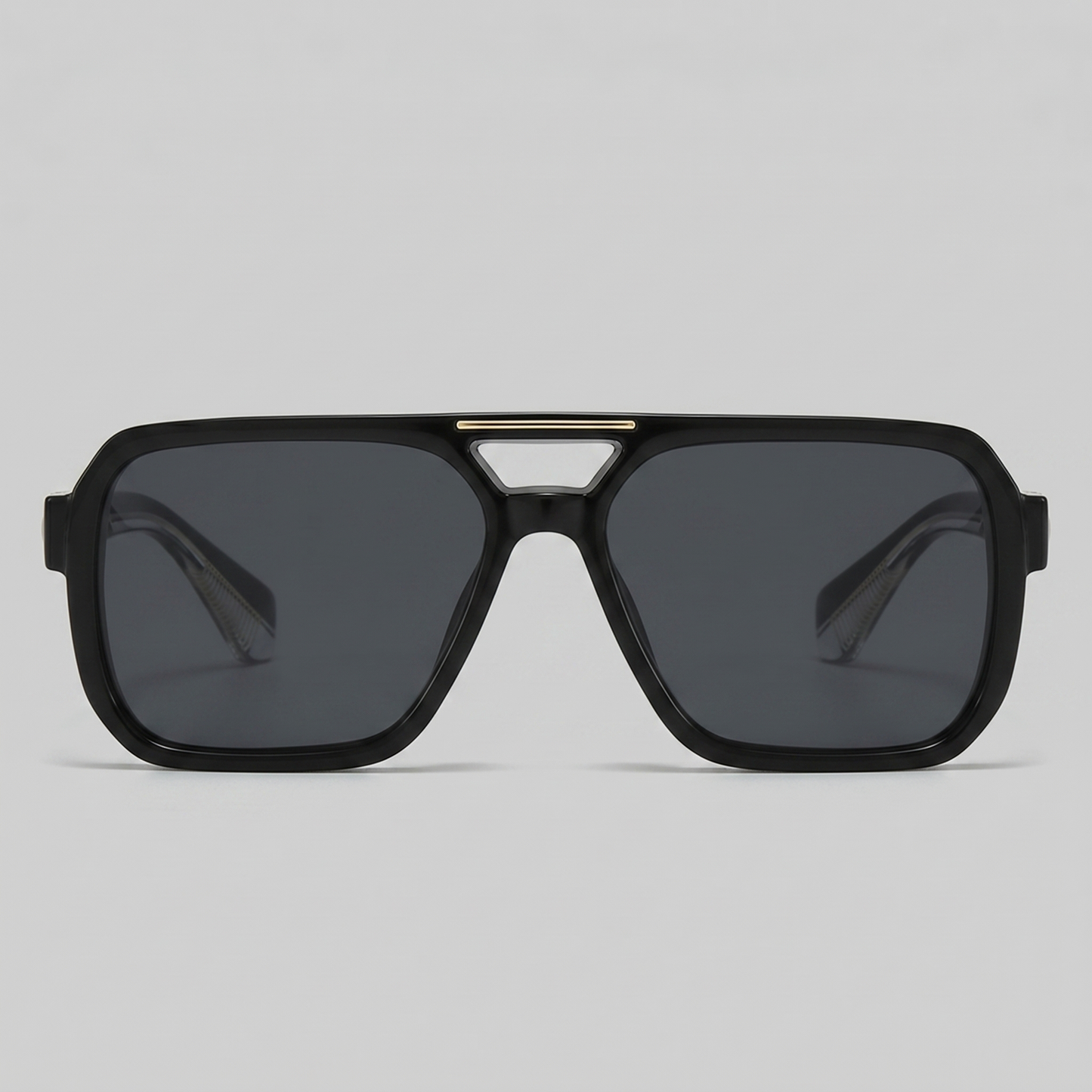 Men's Double-Bridge Aviator Sunglasses | PC Lens | Black Gold Frame | Steven & Levon