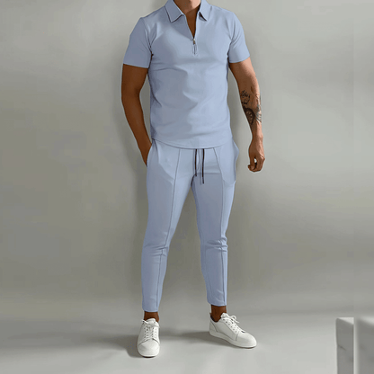 Men’s Polo Shirt & Trouser Set | Men | Soft Stretch Fabric | Smart Casual Co-Ord Outfit | Elegant Fit | Steven & Levon