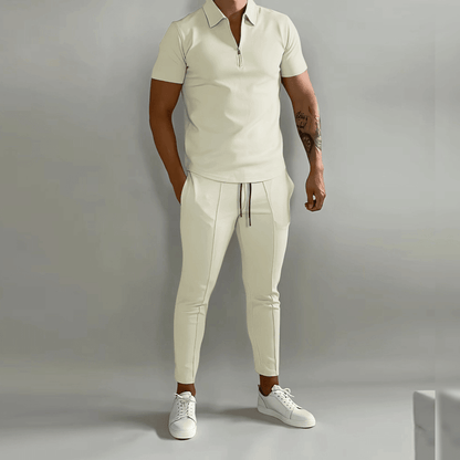 Men’s Polo Shirt & Trouser Set | Men | Soft Stretch Fabric | Smart Casual Co-Ord Outfit | Elegant Fit | Steven & Levon