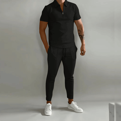 Men’s Polo Shirt & Trouser Set | Men | Soft Stretch Fabric | Smart Casual Co-Ord Outfit | Elegant Fit | Steven & Levon