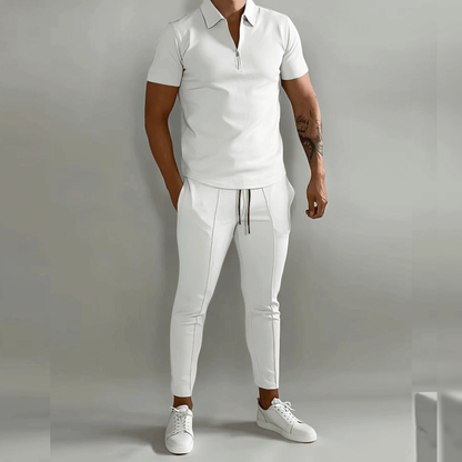 Men’s Polo Shirt & Trouser Set | Men | Soft Stretch Fabric | Smart Casual Co-Ord Outfit | Elegant Fit | Steven & Levon