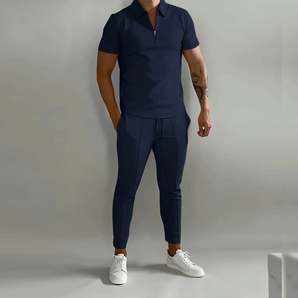 Men’s Polo Shirt & Trouser Set | Men | Soft Stretch Fabric | Smart Casual Co-Ord Outfit | Elegant Fit | Steven & Levon