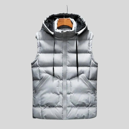 Unisex Hooded Bodywarmer Vest | Lightweight Quilted Gilet | Zip Front | Casual | Steven & Levon