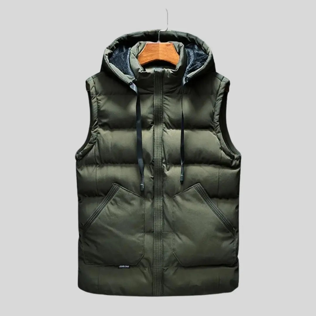 Unisex Hooded Bodywarmer Vest | Lightweight Quilted Gilet | Zip Front | Casual | Steven & Levon