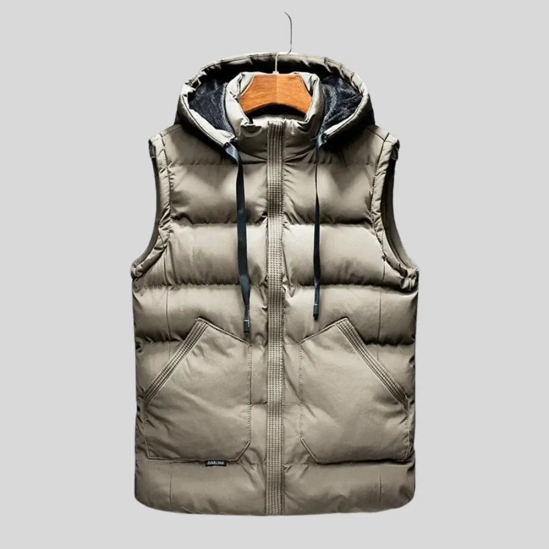 Unisex Hooded Bodywarmer Vest | Lightweight Quilted Gilet | Zip Front | Casual | Steven & Levon
