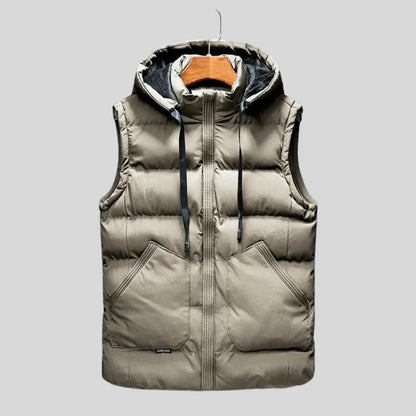 Unisex Hooded Bodywarmer Vest | Lightweight Quilted Gilet | Zip Front | Casual | Steven & Levon