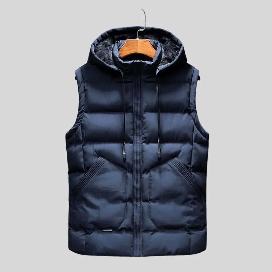 Unisex Hooded Bodywarmer Vest | Lightweight Quilted Gilet | Zip Front | Casual | Steven & Levon