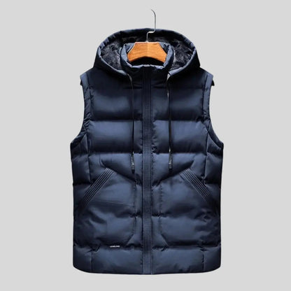 Unisex Hooded Bodywarmer Vest | Lightweight Quilted Gilet | Zip Front | Casual | Steven & Levon