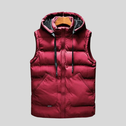 Unisex Hooded Bodywarmer Vest | Lightweight Quilted Gilet | Zip Front | Casual | Steven & Levon