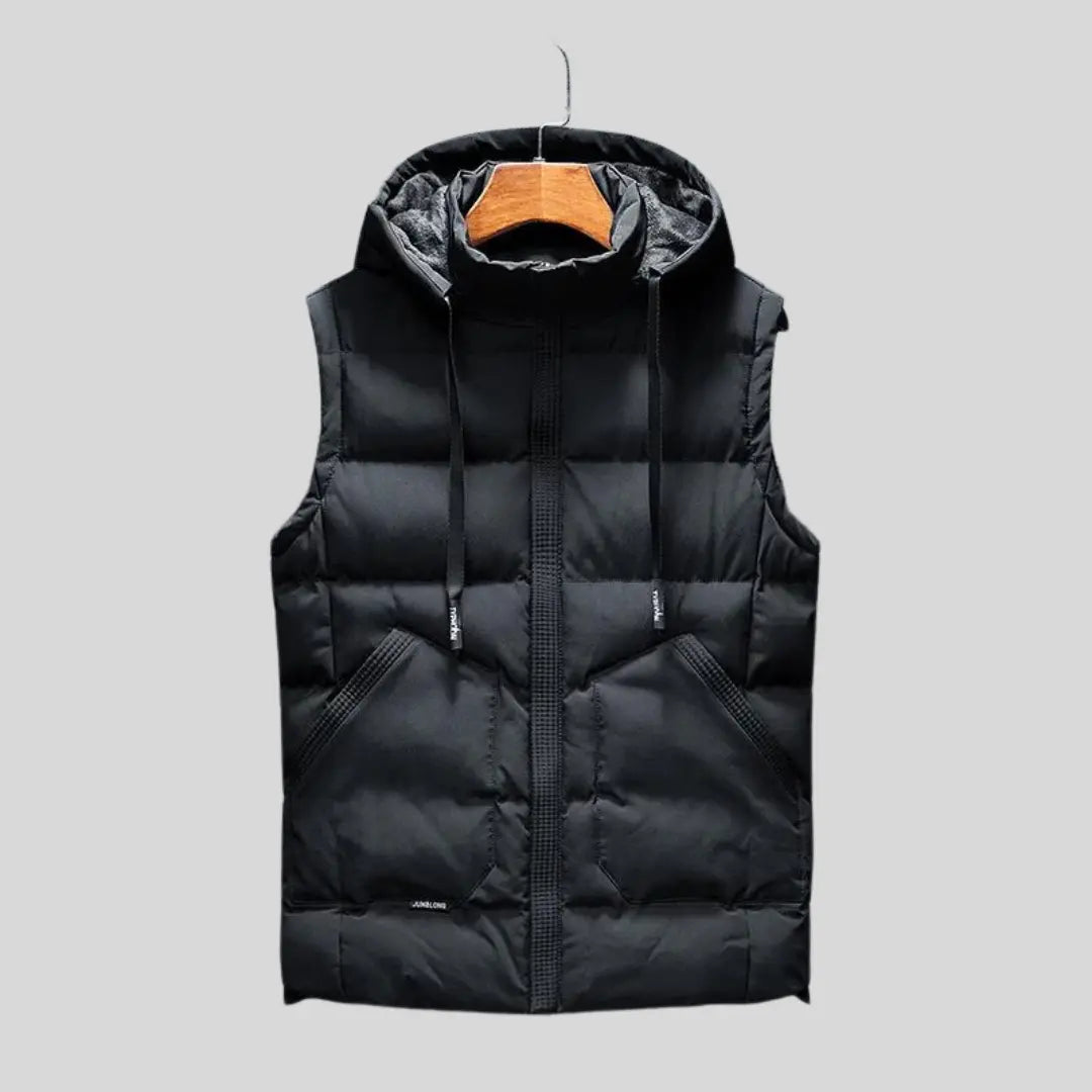 Unisex Hooded Bodywarmer Vest | Lightweight Quilted Gilet | Zip Front | Casual | Steven & Levon