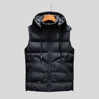 Unisex Hooded Bodywarmer Vest | Lightweight Quilted Gilet | Zip Front | Casual | Steven & Levon