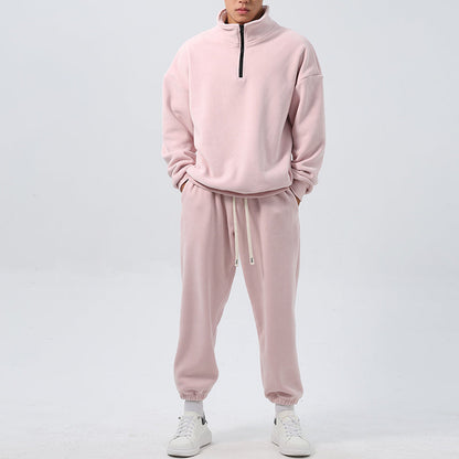 Men’s Fleece Training Suit | Tracksuit Set | Men | Fleece Blend | Stand-Up Collar & Zip Front | Athleisure Co-Ord | Steven & Levon