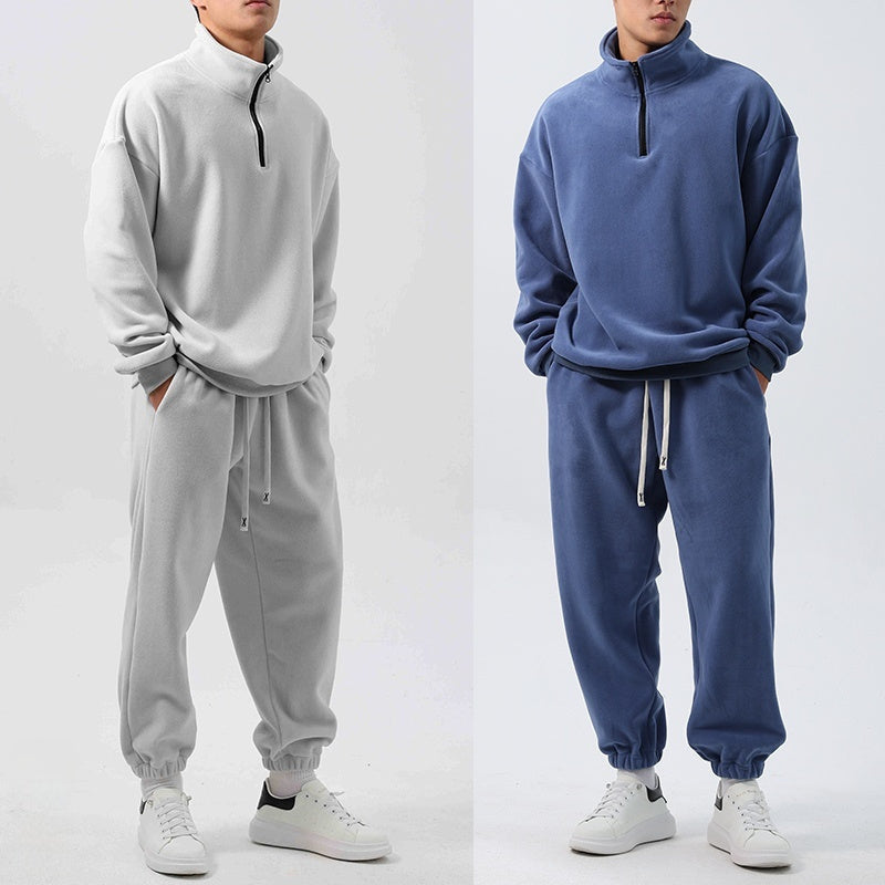 Men’s Fleece Training Suit | Tracksuit Set | Men | Fleece Blend | Stand-Up Collar & Zip Front | Athleisure Co-Ord | Steven & Levon