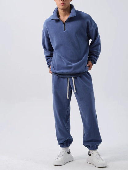 Men’s Fleece Training Suit | Tracksuit Set | Men | Fleece Blend | Stand-Up Collar & Zip Front | Athleisure Co-Ord | Steven & Levon