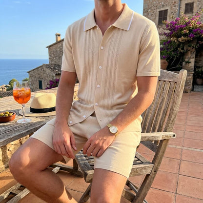 Men's Knit Two-Piece Summer Set | Men's Co-Ord | Textured Outfit | Steven & Levon