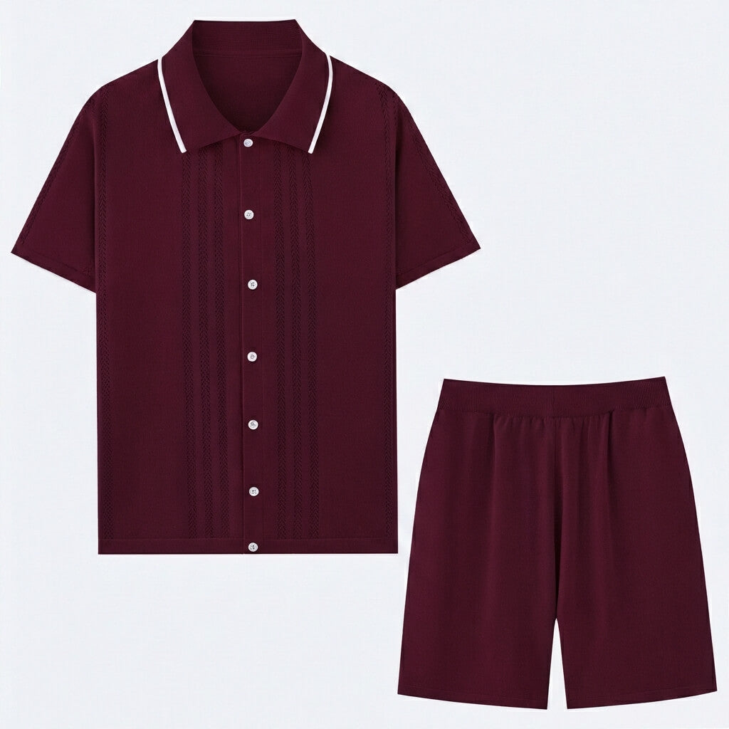 Men's Knit Two-Piece Summer Set | Men's Co-Ord | Textured Outfit | Steven & Levon
