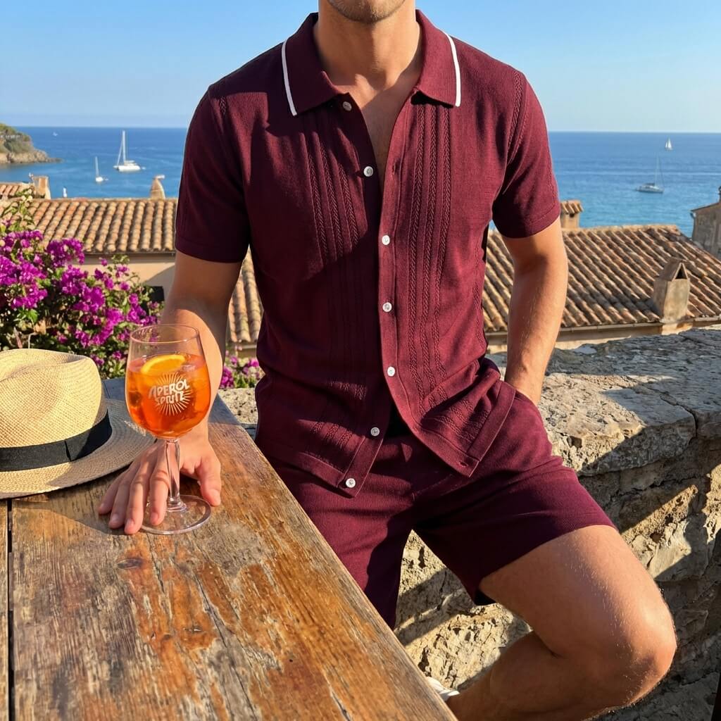 Men's Knit Two-Piece Summer Set | Men's Co-Ord | Textured Outfit | Steven & Levon