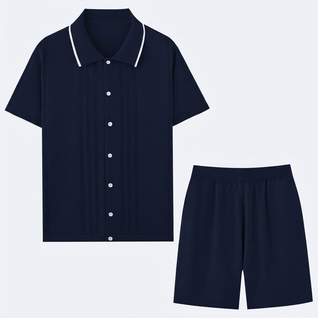 Men's Knit Two-Piece Summer Set | Men's Co-Ord | Textured Outfit | Steven & Levon