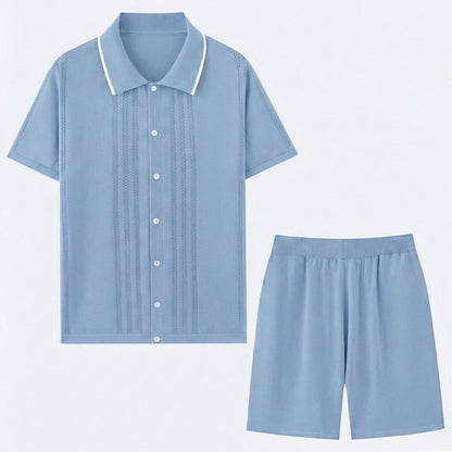 Men's Knit Two-Piece Summer Set | Men's Co-Ord | Textured Outfit | Steven & Levon