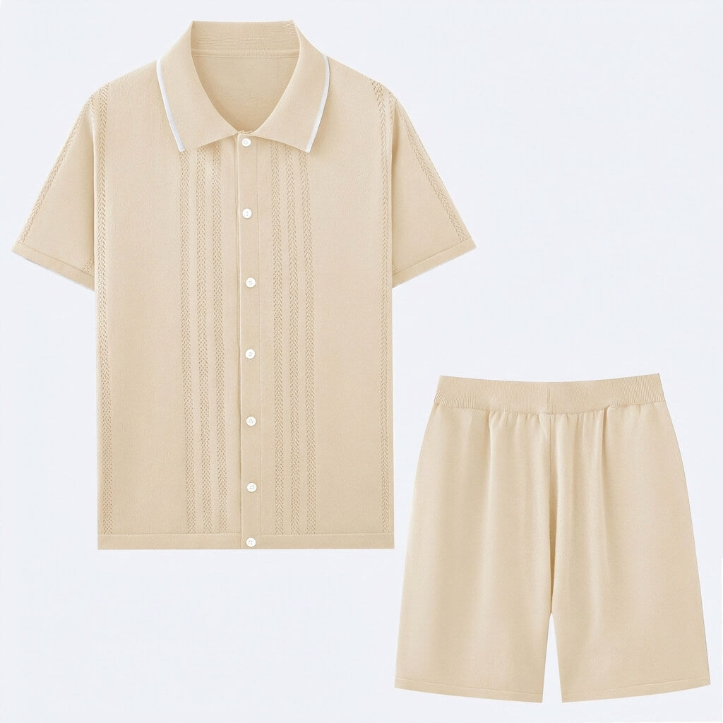 Men's Knit Two-Piece Summer Set | Men's Co-Ord | Textured Outfit | Steven & Levon