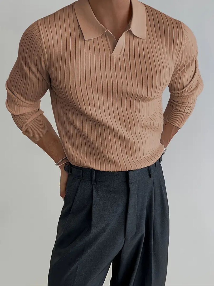 Men’s Tailored Knitted Shirt | Men | Stretch Knit Button-Up | Business Casual Smart Fit Shirt | Steven & Levon