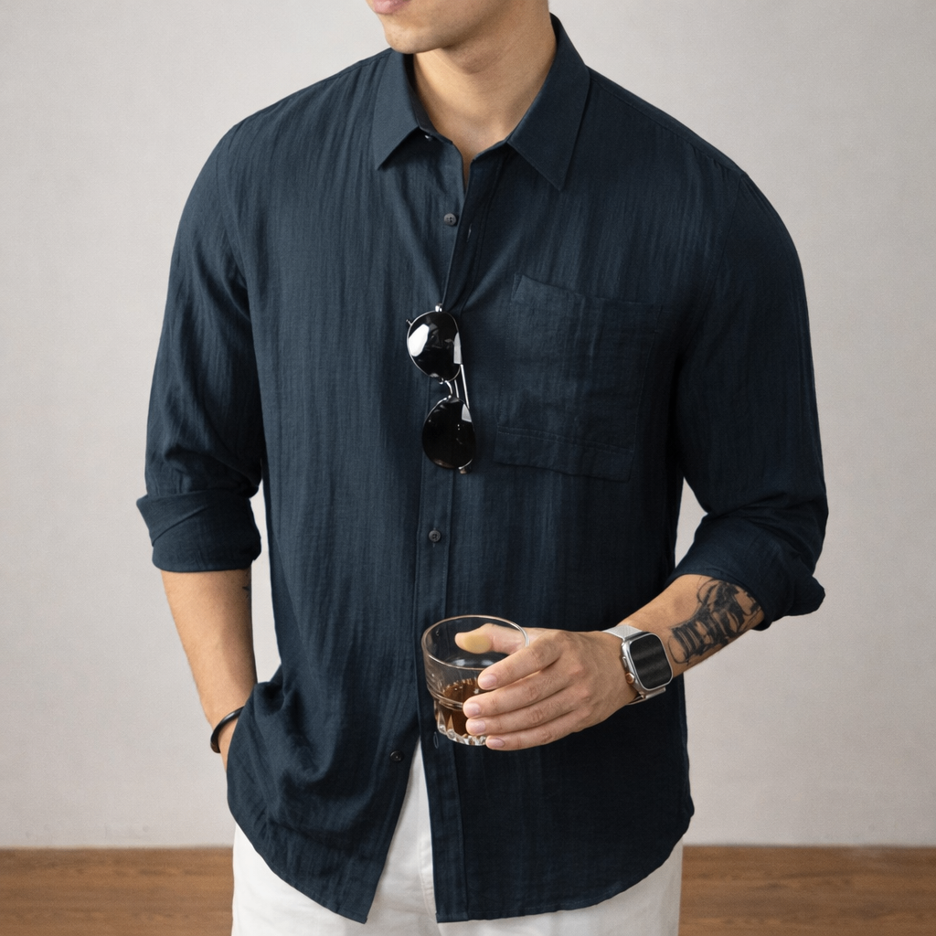 Men's Lightweight Linen Shirt | Linen Blend | Breathable Relaxed Fit Casual Summer Button-Up | Steven & Levon