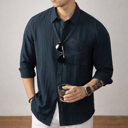 Men's Lightweight Linen Shirt | Linen Blend | Breathable Relaxed Fit Casual Summer Button-Up | Steven & Levon