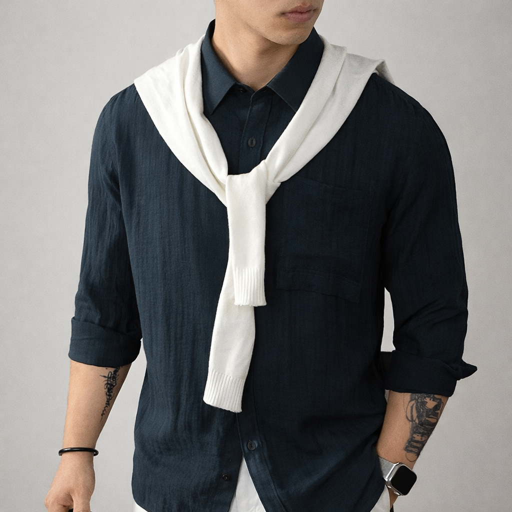 Men's Lightweight Linen Shirt | Linen Blend | Breathable Relaxed Fit Casual Summer Button-Up | Steven & Levon