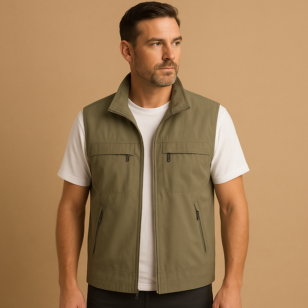 Men's Lightweight Outdoor Bodywarmer | Short Sleeve Gilet | Zip Front | Warm Insulated | Steven & Levon