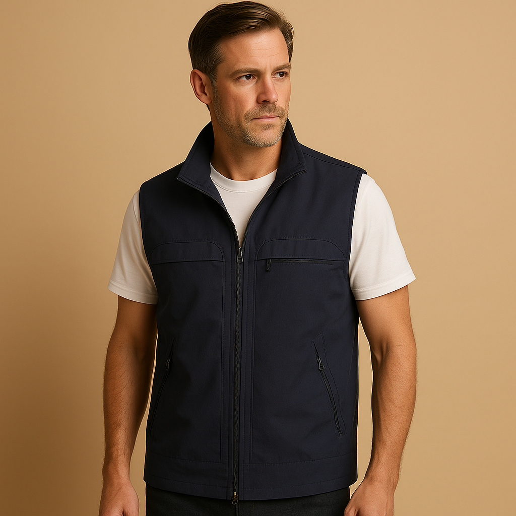Men's Lightweight Outdoor Bodywarmer | Short Sleeve Gilet | Zip Front | Warm Insulated | Steven & Levon