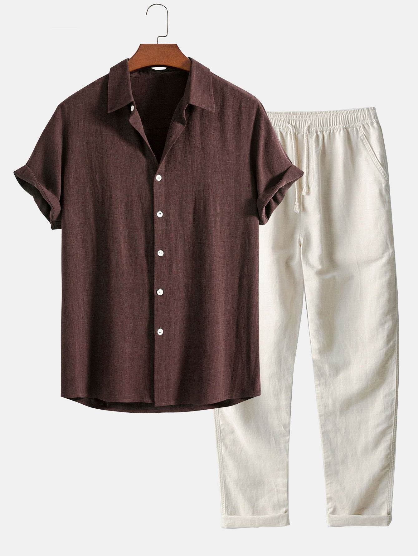 Men's Linen Summer Set | Lightweight Shirt & Shorts | Breathable Holiday Outfit | Steven & Levon