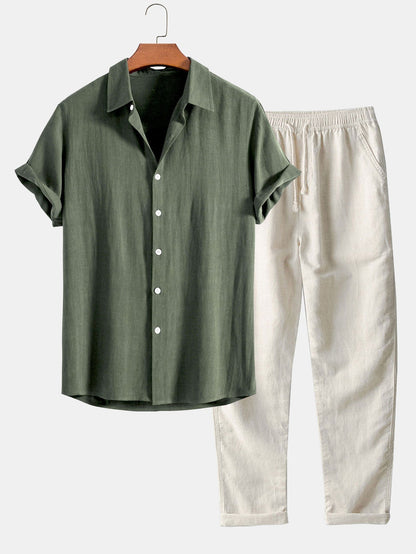 Men's Linen Summer Set | Lightweight Shirt & Shorts | Breathable Holiday Outfit | Steven & Levon