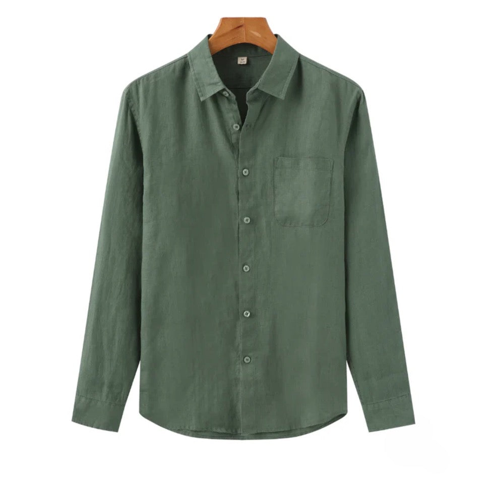 Men's Linen Button-Up Shirt | Men | Linen Blend | Lightweight Breathable Casual Long Sleeve | Steven & Levon