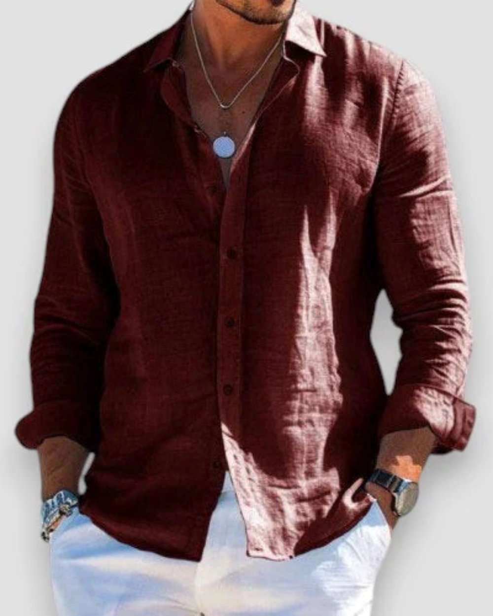 Men's Casual Linen Shirt | Men | Breathable Linen Blend | Button Up | Steven & Levon