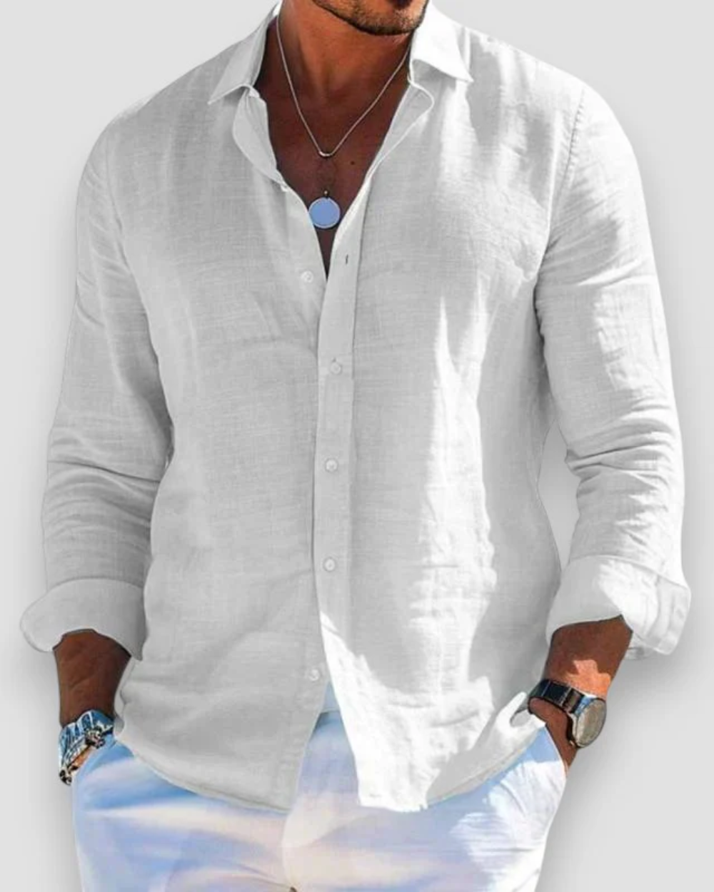 Men's Casual Linen Shirt | Men | Breathable Linen Blend | Button Up | Steven & Levon