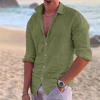 Men's Casual Linen Shirt | Men | Linen Blend | Breathable Lightweight Relaxed Fit Summer Button-Up | Steven & Levon
