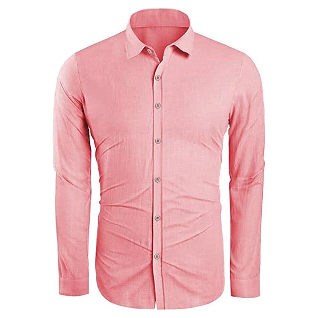 Men's Casual Linen Shirt | Men | Linen Blend | Breathable Lightweight Relaxed Fit Summer Button-Up | Steven & Levon