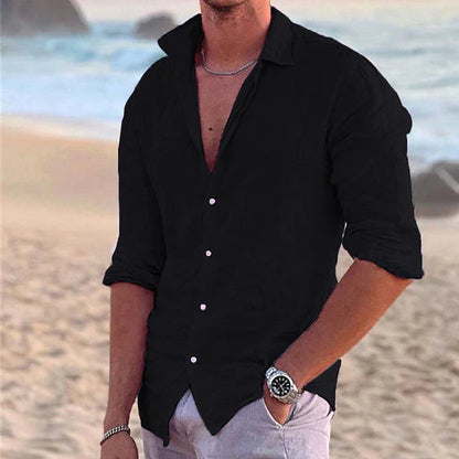 Men's Casual Linen Shirt | Men | Linen Blend | Breathable Lightweight Relaxed Fit Summer Button-Up | Steven & Levon