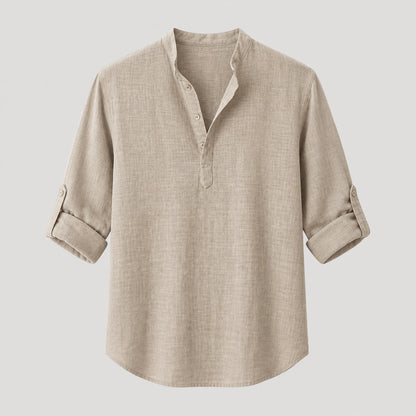 Men's Linen Long Sleeve Collar Shirt | Men | Breathable Lightweight Linen | Casual Summer Wear | Steven & Levon