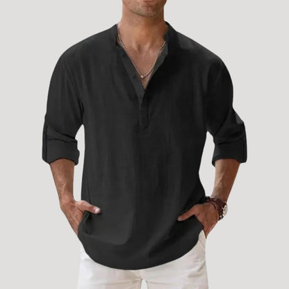 Men's Linen Long Sleeve Collar Shirt | Men | Breathable Lightweight Linen | Casual Summer Wear | Steven & Levon