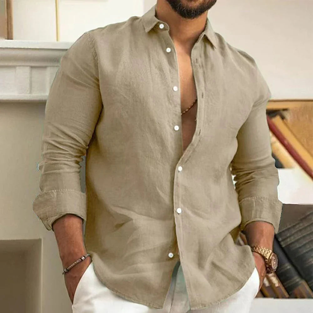 Men's Airy Lightweight Linen Shirt | Men | Linen Blend | Breathable Relaxed Fit Casual Summer Top | Steven & Levon