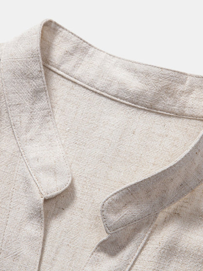 Men's Linen Short Sleeve V-Neck Shirt | Men | Breathable Lightweight | Casual Summer Beach Top | Steven & Levon