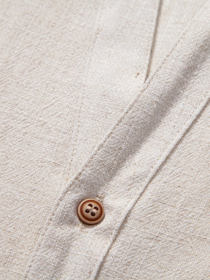Men's Linen Short Sleeve V-Neck Shirt | Men | Breathable Lightweight | Casual Summer Beach Top | Steven & Levon