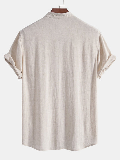 Men's Linen Short Sleeve V-Neck Shirt | Men | Breathable Lightweight | Casual Summer Beach Top | Steven & Levon
