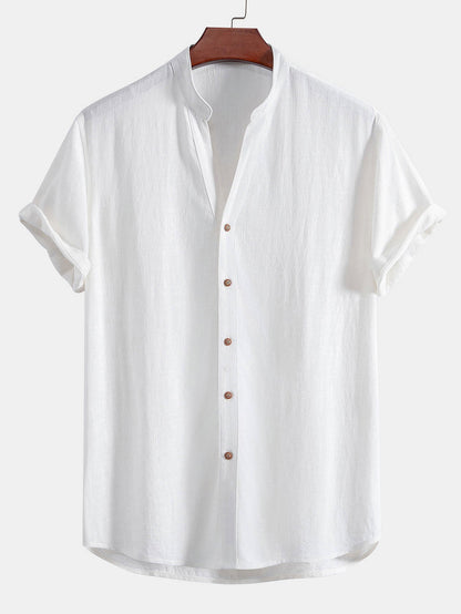 Men's Linen Short Sleeve V-Neck Shirt | Men | Breathable Lightweight | Casual Summer Beach Top | Steven & Levon